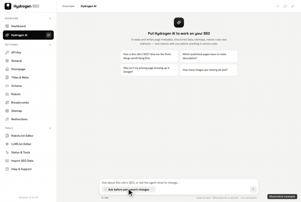 The approval policy picker under the message box: switching to “Ask before every change”.